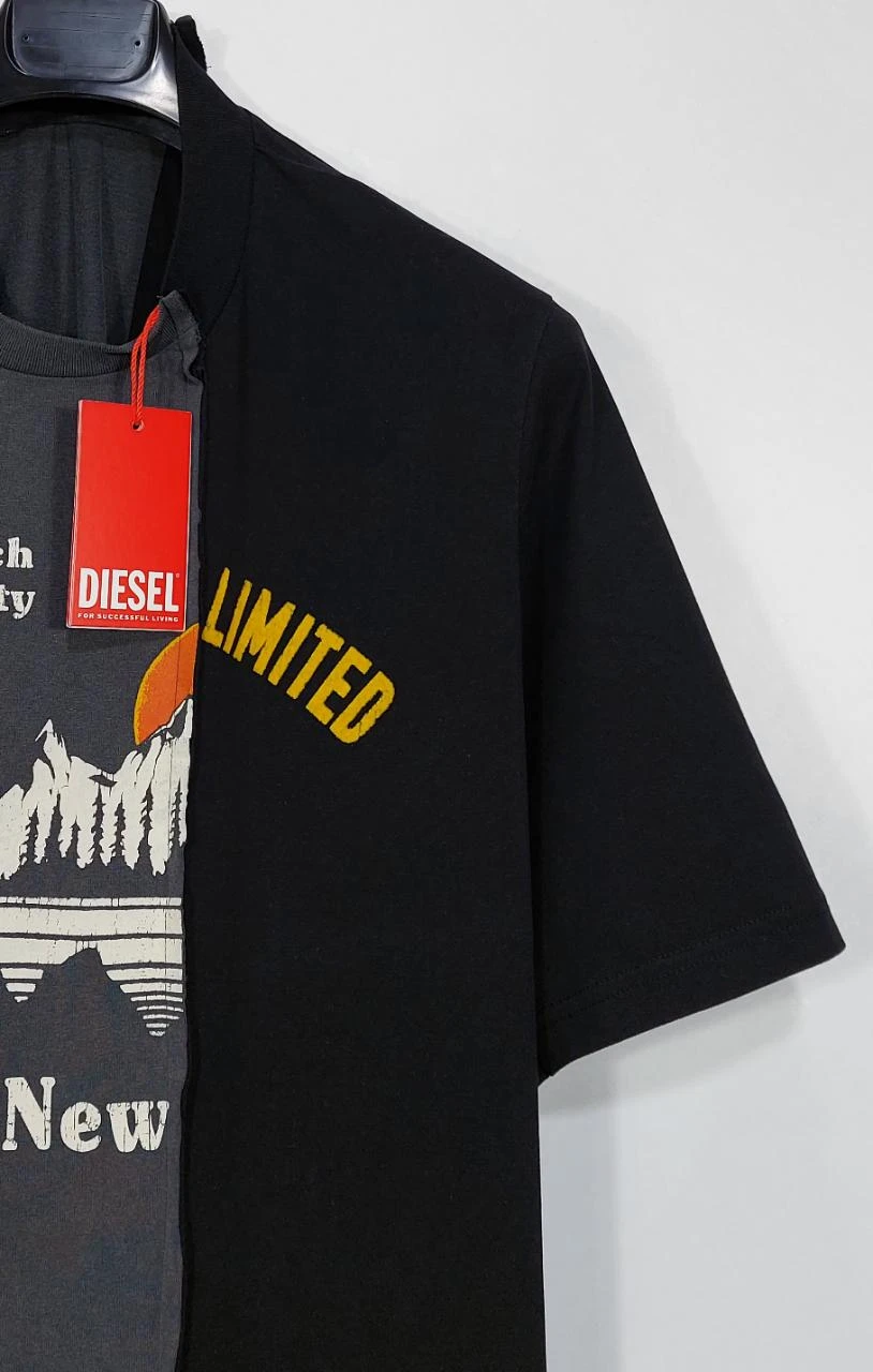 Camiseta Diesel con estampado dividido - gris / negro L – photo 9